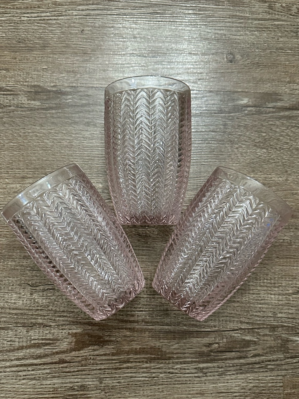 Godinger Pink Pressed Glass Tumbler Trio